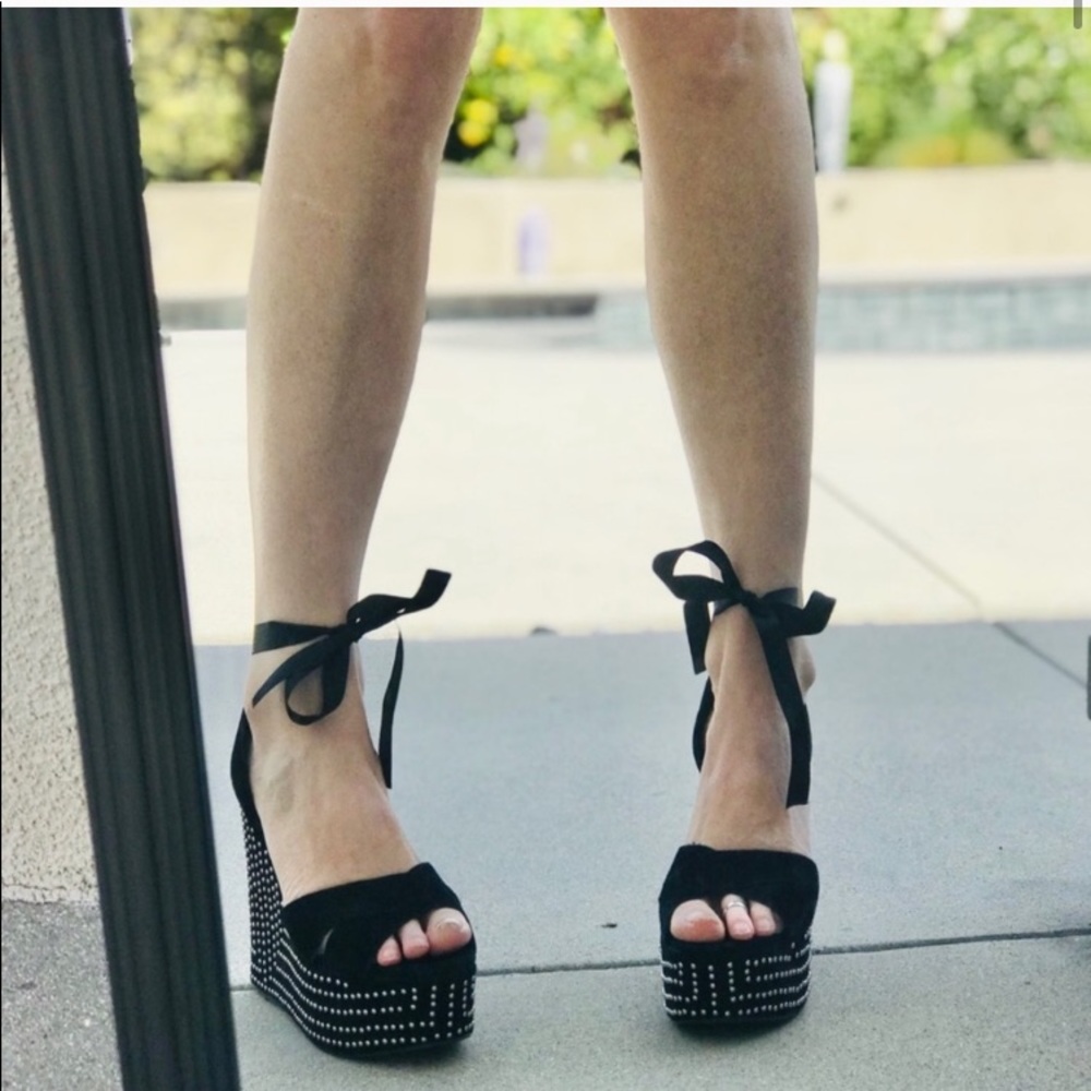 JEFFREY CAMPBELL black PLATFORM studs WEDGES HEELS